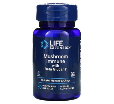 Life Extension, Mushroom Immune With Beta Glucans, 30 Vegetarian Capsules