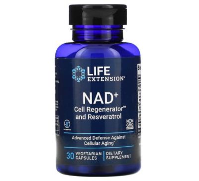 Life Extension, NAD+ Cell Regenerator, с ресвератролом, 30 вегетарианских капсул