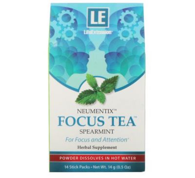 Life Extension, Neumentix, Focus Tea, Spearmint, 14 Stick Packs