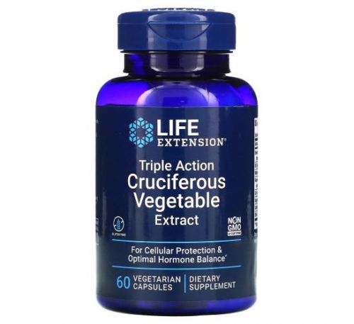 Life Extension, екстракт хрестоцвітих овочів потрійної дії, 60 вегетаріанських капсул