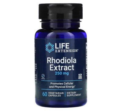 Life Extension, екстракт родіоли, 250 мг, 60 вегетаріанських капсул