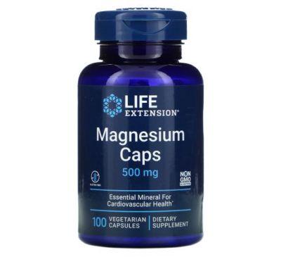 Life Extension, капсули з магнієм, 500 мг, 100 вегетаріанських капсул