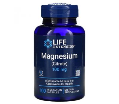 Life Extension, магній (цитрат), 100 мг, 100 вегетаріанських капсул