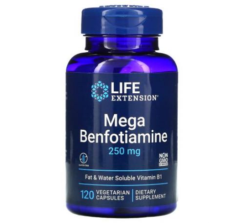 Life Extension, мега-бенфотіамін, 250 мг, 120 вегетаріанських капсул
