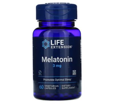 Life Extension, мелатонін, 3 мг, 60 вегетаріанських капсул