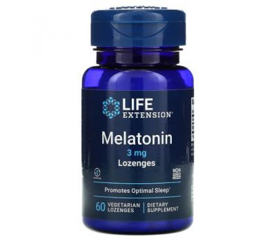 Life Extension, мелатонін, 3 мг, 60 вегетаріанських пастилок