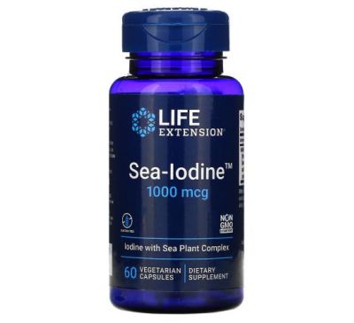 Life Extension, морський йод, 1000 мкг, 60 вегетаріанських капсул