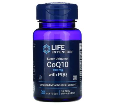 Life Extension, суперубіхінол коензим Q10 з піролохінолінхіноном, 100 мг, 30 капсул