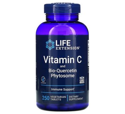 Life Extension, вітамін С та фітосома біо-кверцетину, 250 вегетаріанських таблеток