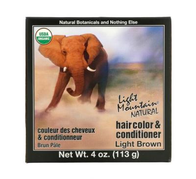 Light Mountain, Natural Hair Color & Conditioner, Light Brown, 4 oz (113 g)