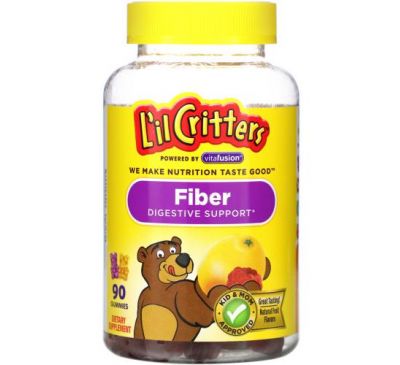 L'il Critters, клетчатка для поддержки пищеварения, со вкусом натуральных фруктов, 90 жевательных мармеладок