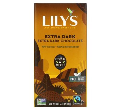 Lily's Sweets, 70% Cocoa Extra Dark Chocolate Bar, Extra Dark, 2.8 oz (80 g)