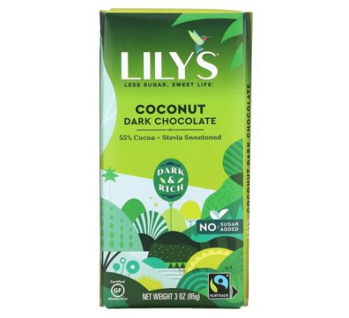 Lily's Sweets, Dark Chocolate, Coconut, 3 oz (85 g)
