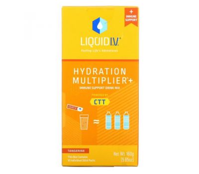 Liquid I.V., Напиток для усиления гидратации + поддержка иммунитета, мандарин, 10 отдельных пакетиков по 16 г (0,56 унции)