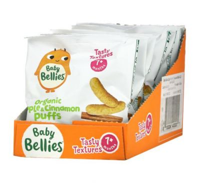 Little Bellies, Organic Apple & Cinnamon Puffs, 7+ Months, 6 Pack, 0.42 oz (12 g) Each