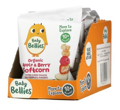 Little Bellies, Organic Apple & Berry Softcorn, 10+ Months, 7 Packs, 0.28 oz (8 g) Each