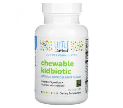 Little DaVinci, Chewable Kidbiotic, Natural Tropical Fruit, 90 Tablets