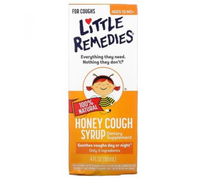 Little Remedies, 100% Natural Honey Cough Syrup, Ages 12 Month+, 4 fl oz (118 ml)
