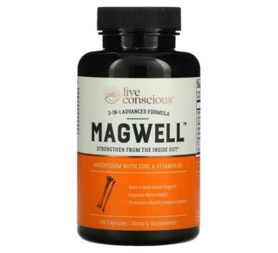 Live Conscious, MagWell, 3-in-1 Advanced Formula, 120 Capsules