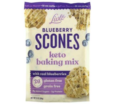 Livlo, Blueberry Scones, Keto Baking Mix with Real Blueberries, 9.5 oz (269 g)