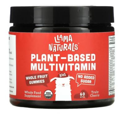 Llama Naturals, Мультивитаминные жевательные мармеладки на растительной основе, со вкусом вишни, 60 укусов
