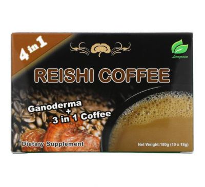 Longreen, 4 in 1 Reishi Coffee, 10 саше, каждое весом 18 г