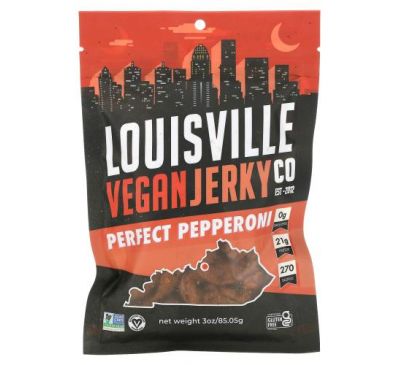 Louisville Vegan Jerky Co, Perfect Pepperoni, 3 oz (85.05 g)