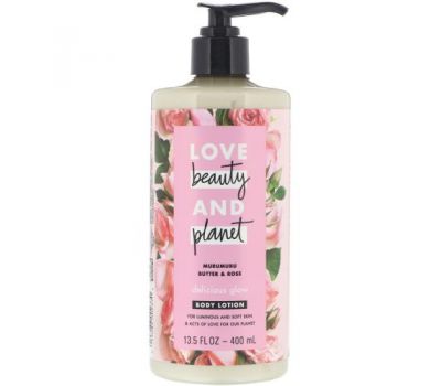 Love Beauty and Planet, Delicious Glow Body Lotion, Murumuru Butter & Rose, 13.5 fl oz (400 ml)