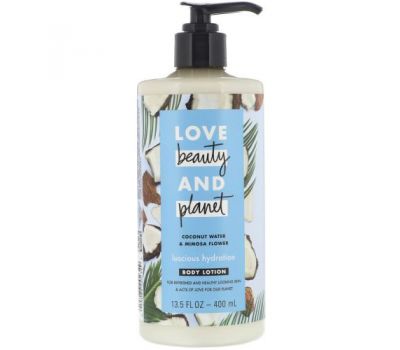 Love Beauty and Planet, Luscious Hydration Body Lotion, Coconut Water & Mimosa Flower, 13.5 fl oz (400 ml)