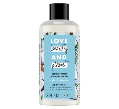 Love Beauty and Planet, Radical Refresher Body Wash, Coconut Water & Mimosa Flower, 3 fl oz (89 ml)