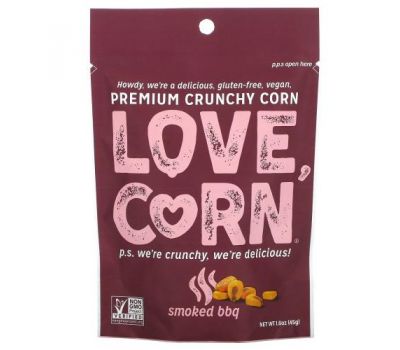 Love Corn, Premium Crunchy Corn, Smoked BBQ, 1.6 oz (45 g)