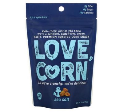 Love Corn, Premium Roasted Corn, Sea Salt, 1.6 oz (45 g)