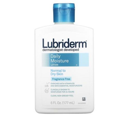 Lubriderm, Daily Moisture Lotion, Normal to Dry Skin, Fragrance Free, 6 fl oz (177 ml)