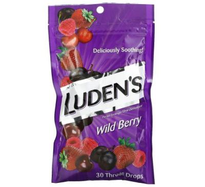 Luden's, Pectin Lozenge/Oral Demulcent, Wild Berry, 30 Throat Drops