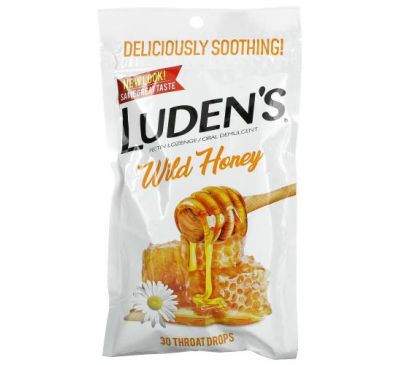 Luden's, Pectin Lozenge/Oral Demulcent, Wild Honey, 30 Throat Drops