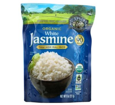 Lundberg, Organic White Jasmine, Thai Hom Mali Rice, 8 oz (227 g)
