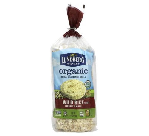 Lundberg, Organic Whole Grain Rice Cakes, Wild Rice, Lightly Salted, 8.5 oz (241 g)