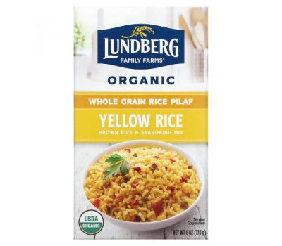 Lundberg, Organic Whole Grain Rice & Seasoning Mix, Yellow Rice, 6 oz (170 g)