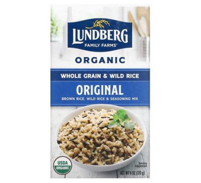 Lundberg, Органический цельнозерновой рис и смесь приправ, рис и дикий рис, оригинальный, 170 г (6 унций)