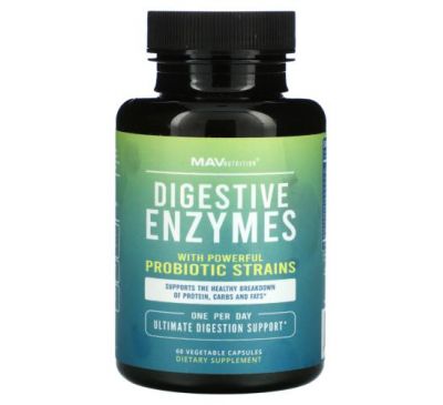 MAV Nutrition, Digestive Enzymes with Powerful Probiotic Strains, 60 Vegetable Capsules
