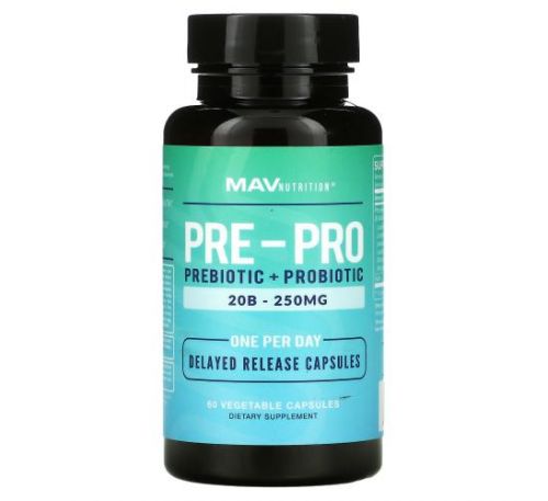 MAV Nutrition, Pre-Pro, Prebiotic + Probiotic, 60 Vegetable Capsules