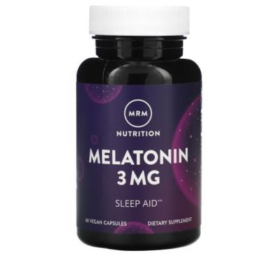 MRM, мелатонін, 3 мг, 60 вегетаріанських капсул
