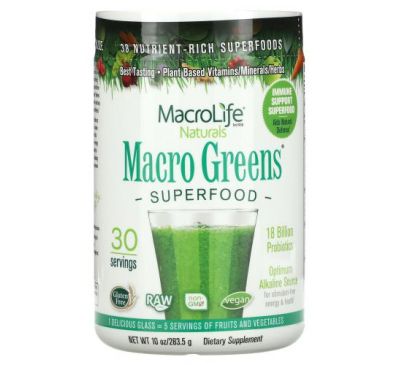 Macrolife Naturals, Macro Greens, суперфуды, 283,5 г (10 унций)