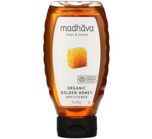 Madhava Natural Sweeteners, Organic Golden Honey, Unfiltered , 16 oz (454 g)