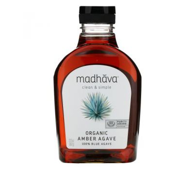 Madhava Natural Sweeteners, органічна бурштинова необроблена блакитна агава, 667 г (23,5 унції)