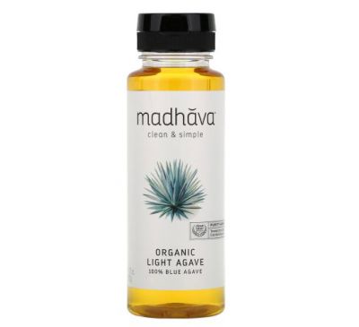 Madhava Natural Sweeteners, Органическая 100% голубая агава Golden Light, 333 г (11,75 унции)