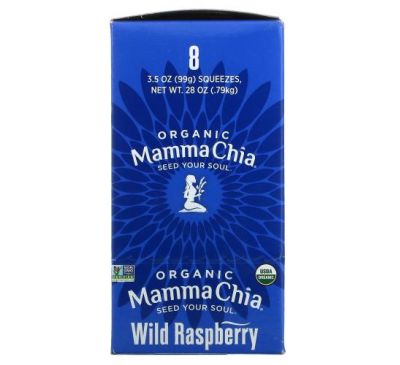 Mamma Chia, Organic Chia Squeeze, Vitality Snack, Wild Raspberry, 8 Squeezes, 3.5 oz  (99 g) Each