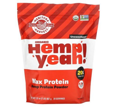 Manitoba Harvest, Organic, Hemp Yeah!, Protein Powder, Max Protein, Unsweetened, 32 oz (907 g)