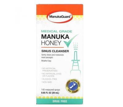 ManukaGuard, Мед манука медицинского качества, очищающее средство для носовых пазух, 0,65 жидких унций (20 мл)