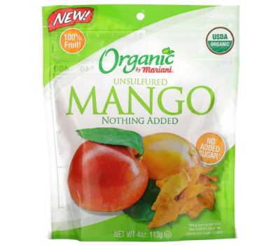 Mariani Dried Fruit, Organic Unsulfured Mango, 4 oz (113 g)